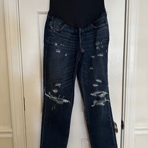 MATERNITY—-Old Navy Blue Boyfriend Jeans Distressed Style